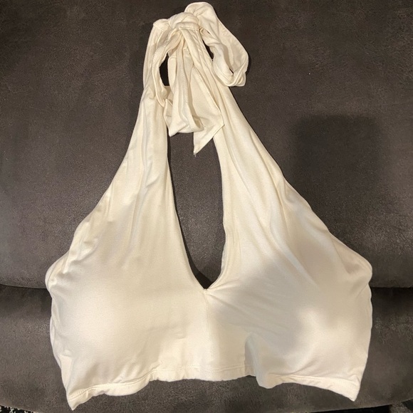Klassy Network Cream Halter Bralette - Picture 1 of 3